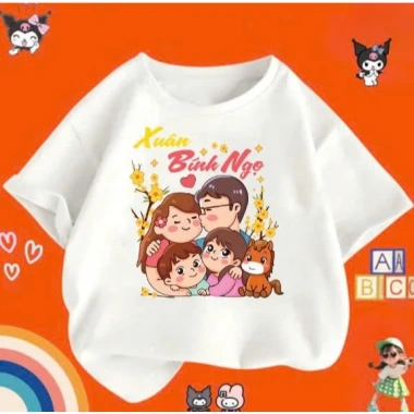 Aó thun Tết Bính Ngọ 2.026 - Hình gia đình bên nhau, siêu đẹp, đủ size cho bé và cả gia đình, giá chỉ 60.000đ