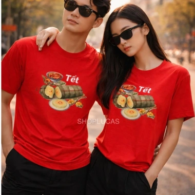 Áo Thun Tết Đỏ 2.026 In Bánh Tét, Form Rộng, Size Đủ Nhóm Team - Shoplucas 149k