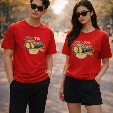 Áo Thun Tết Đỏ 2.026 In Bánh Tét, Form Rộng, Size Đủ Nhóm Team - Shoplucas 149k