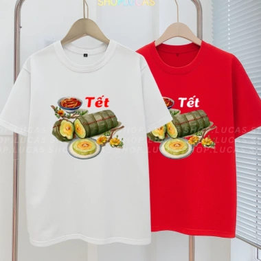 Áo Thun Tết Đỏ 2.026 In Bánh Tét, Form Rộng, Size Đủ Nhóm Team - Shoplucas 149k