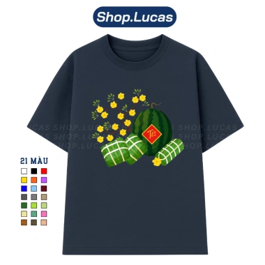 Áo Thun Tết Đỏ 2.026 In Hình Mai, Dưa, Bánh Chưng - Form Rộng Đủ Size Cho Nhóm Team Du Lịch ShopLucas