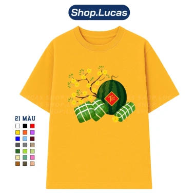 Áo Thun Tết Đỏ 2.026 In Hình Mai, Dưa, Bánh Chưng - Form Rộng Đủ Size Cho Nhóm Team Du Lịch ShopLucas