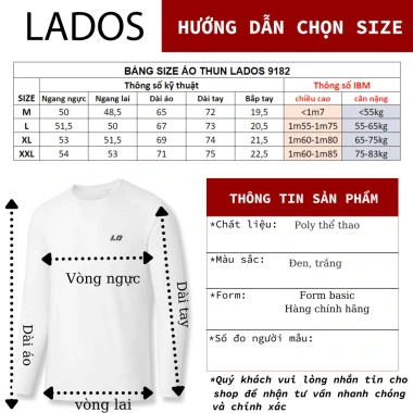 Áo thun thể thao dài tay nam LADOS-9.182 chất thun poly siêu co giãn, 117k