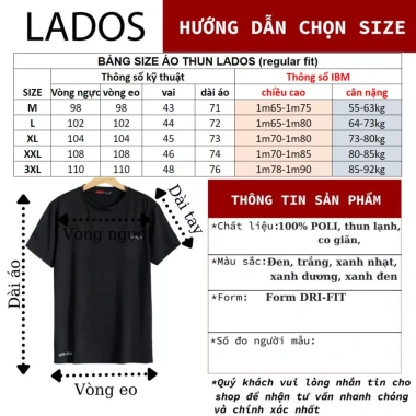 Áo thun thể thao nam cổ tròn tay ngắn LADOS 29.073 vải thun mát mẻ, co giãn thoải mái, đi chơi, tập gym, dạo phố- 95.000 VND 6
