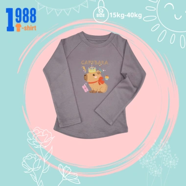 Áo thun thu đông dài tay bé gái in Capybara, cotton Borip mềm mại, mã TED029, chỉ 80.000 VND 2