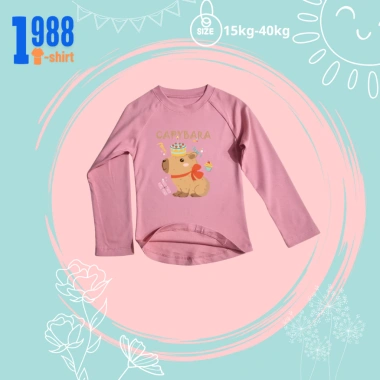 Áo thun thu đông dài tay bé gái in Capybara, cotton Borip mềm mại, mã TED029, chỉ 80.000 VND 5