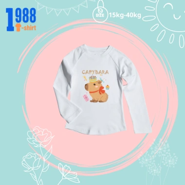 Áo thun thu đông dài tay bé gái in Capybara, cotton Borip mềm mại, mã TED029, chỉ 80.000 VND 6