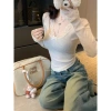 Áo thun thu đông tay dài ôm body ren nơ siêu tôn dáng hottrend KHOSI SP247 giá 129k 5