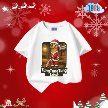 Áo thun trắng Tung Tung Tung Sahur Christmas - áo cotton cho bé, 90.000₫