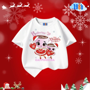 Áo thun trắng Tung Tung Tung Sahur Christmas - áo cotton cho bé, 90.000₫