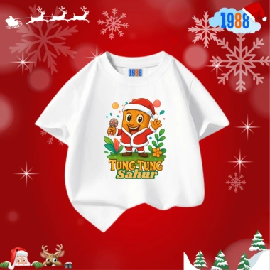 Áo thun trắng Tung Tung Tung Sahur Christmas - áo cotton cho bé, 90.000₫
