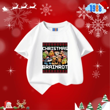 Áo thun trắng Tung Tung Tung Sahur Christmas - áo cotton cho bé, 90.000₫