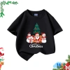 Áo thun trẻ em 1.988 màu đen in ông già Noel - Cotton 15‑56kg, Giáng sinh, giá ưu đãi 90.000đ
