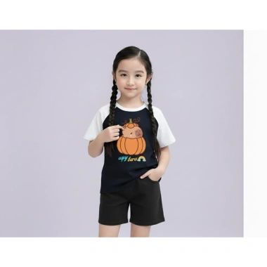 Áo thun trẻ em Capybara Bí Ngô nhiều màu cotton mát, thoáng khí, size 15-40kg TE135 giá ưu đãi 90.000₫