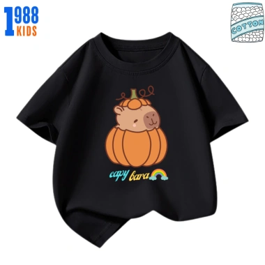Áo thun trẻ em Capybara Bí Ngô nhiều màu cotton mát, thoáng khí, size 15-40kg TE135 giá ưu đãi 90.000₫
