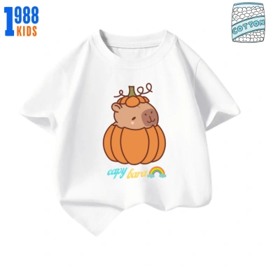 Áo thun trẻ em Capybara Bí Ngô nhiều màu cotton mát, thoáng khí, size 15-40kg TE135 giá ưu đãi 90.000₫