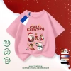 Áo thun trẻ em đỏ cotton thoáng khí họa tiết Giáng sinh – phù hợp bé 3‑16 tuổi COD HCM 10