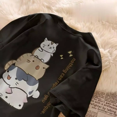 Áo Thun Trẻ Em Hình Mèo Hàn Quốc Cổ Tròn 100% Cotton - Giá giảm còn 143.332đ