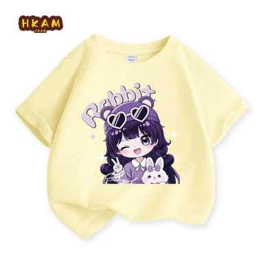 Áo thun trẻ em HKAM 100% Cotton mềm mại in hình thỏ bé gái giá ưu đãi 89.000 VND 4