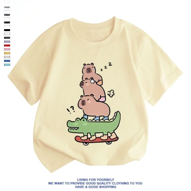 Áo thun trẻ em họa tiết Capybara dễ thương - thời trang hoạt hình, giá chỉ 100.333đ