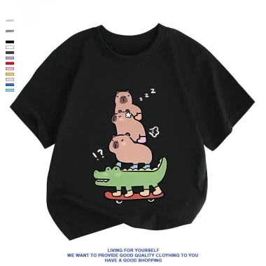 Áo thun trẻ em họa tiết Capybara dễ thương - thời trang hoạt hình, giá chỉ 100.333đ