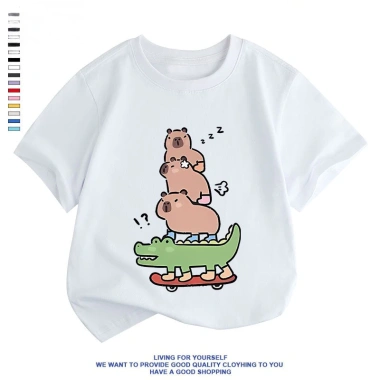 Áo thun trẻ em họa tiết Capybara dễ thương - thời trang hoạt hình, giá chỉ 100.333đ