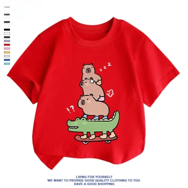Áo thun trẻ em họa tiết Capybara dễ thương - thời trang hoạt hình, giá chỉ 100.333đ