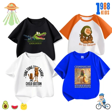 Áo thun trẻ em in meme Tungtuntung, Sahur, Brr Brr, Chimpanzini, Bananini, Ballerina Cappuccina - Giá chỉ 90.000đ