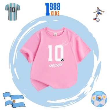 Áo thun trẻ em Messi in hình số 10 cotton thoáng mát mùa hè size 15-40kg giá 90k