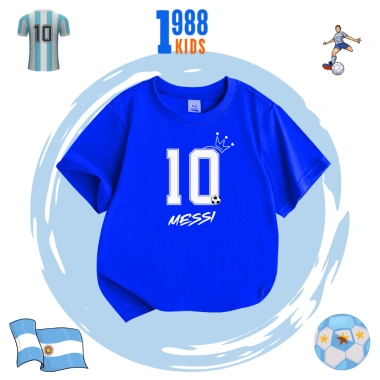 Áo thun trẻ em Messi in hình số 10 cotton thoáng mát mùa hè size 15-40kg giá 90k