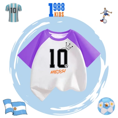 Áo thun trẻ em Messi in hình số 10 cotton thoáng mát mùa hè size 15-40kg giá 90k 8 Áo thun trẻ em Messi in hình số 10 cotton thoáng mát mùa hè size 15-40kg giá 90k 8