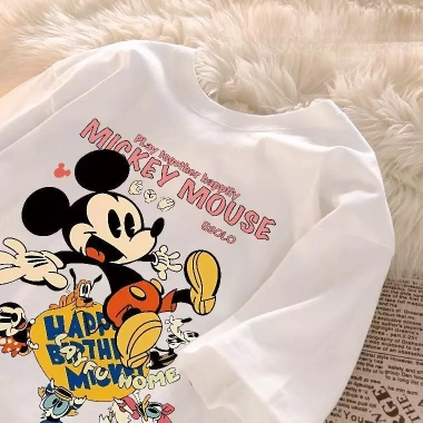 Áo thun trẻ em phong cách Hàn Quốc cute cotton hình con chuột cổ ngắn - giá chỉ 86.999 VND