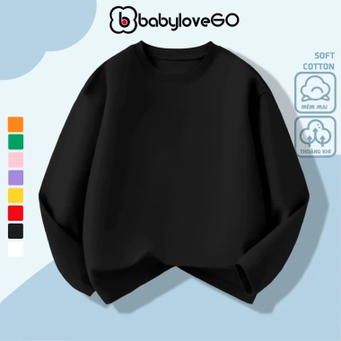 Áo thun trơn dài tay BabyloveGO 2.026 cho bé trai và bé gái, cổ tròn, thun cotton mềm mịn, áo thu đông ADT01 - Giá 95.000