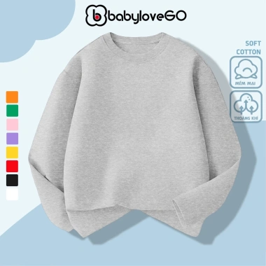 Áo thun trơn dài tay BabyloveGO 2.026 cho bé trai và bé gái, cổ tròn, thun cotton mềm mịn, áo thu đông ADT01 - Giá 95.000 3 Áo thun trơn dài tay BabyloveGO 2.026 cho bé trai và bé gái, cổ tròn, thun cotton mềm mịn, áo thu đông ADT01 - Giá 95.000 3
