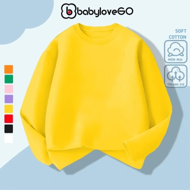 Áo thun trơn dài tay BabyloveGO 2.026 cho bé trai và bé gái, cổ tròn, thun cotton mềm mịn, áo thu đông ADT01 - Giá 95.000