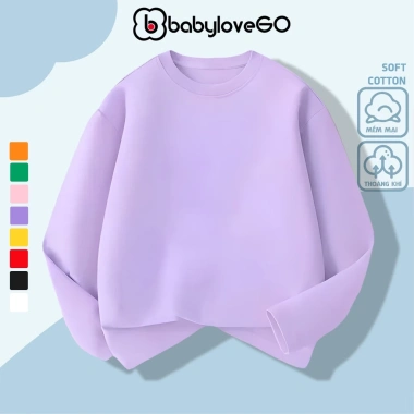 Áo thun trơn dài tay BabyloveGO 2.026 cho bé trai và bé gái, cổ tròn, thun cotton mềm mịn, áo thu đông ADT01 - Giá 95.000