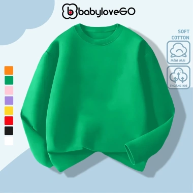 Áo thun trơn dài tay BabyloveGO 2.026 cho bé trai và bé gái, cổ tròn, thun cotton mềm mịn, áo thu đông ADT01 - Giá 95.000