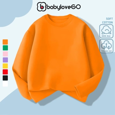 Áo thun trơn dài tay BabyloveGO 2.026 cho bé trai và bé gái, cổ tròn, thun cotton mềm mịn, áo thu đông ADT01 - Giá 95.000