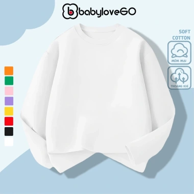 Áo thun trơn dài tay BabyloveGO 2.026 cho bé trai và bé gái, cổ tròn, thun cotton mềm mịn, áo thu đông ADT01 - Giá 95.000