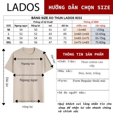 Áo thun trơn tay ngắn LADOS-19.233 cotton 100% mát mẻ, thấm hút mồ hôi, co giãn 4 chiều - giảm giá 21% chỉ 144.000₫ 2