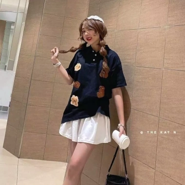 Áo thun unisex cổ bẻ Gấu nâu thêu - giảm giá 20%, chỉ 124.200₫
