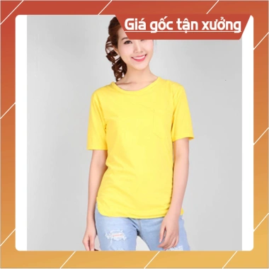 Áo thun unisex cổ tròn tay ngắn màu vàng - FREE thiết kế in ấn, giá 38.000đ 2