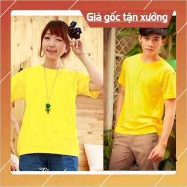 Áo thun unisex cổ tròn tay ngắn màu vàng - FREE thiết kế in ấn, giá 38.000đ 6