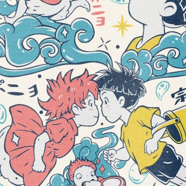 Áo thun unisex Ghibli Ponyo art oversized 100% cotton ngắn tay - Giá chỉ 220.000₫