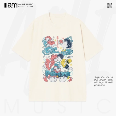 Áo thun unisex Ghibli Ponyo art oversized 100% cotton ngắn tay - Giá chỉ 220.000₫