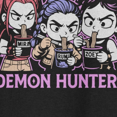 Áo thun unisex KPop Demon Hunters Chibi Ramen oversized 100% cotton ngắn tay - Giá 220.000 VND giảm từ 272.800 VND