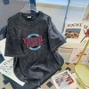 Áo Thun Unisex Phom Rộng Nâu Rửa Xám Vintage In Chữ Trendy Streetwear Chất Mềm Cao Cấp 69k 6