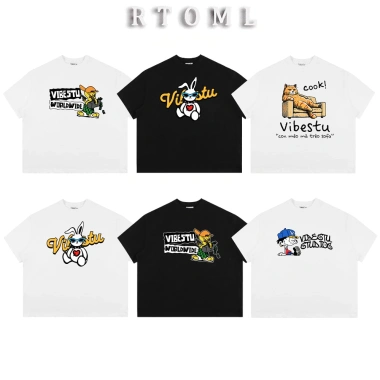 Áo Thun Unisex RTOML 250gsm Cotton Boxy Form Rộng - BST Hoạt Hình, Nam Nữ, Giá 69k (Giảm từ 84.870)