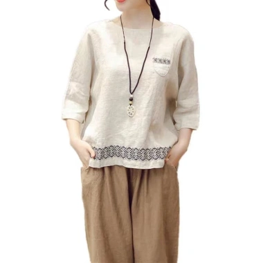 Áo Thun Vải Lanh Cotton Ba Phần Tay Rời M-4XL 2.023 - Retro Mùa Hè Dân Tộc, Kích Thước Lớn, Giá Ưu Đãi 208.440₫