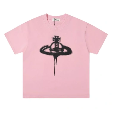 Áo thun Vivienne Westwood 2.024 nữ thiết kế in hình Sao Thổ ngắn tay cao cấp, thoải mái, phù hợp cặp đôi VV109